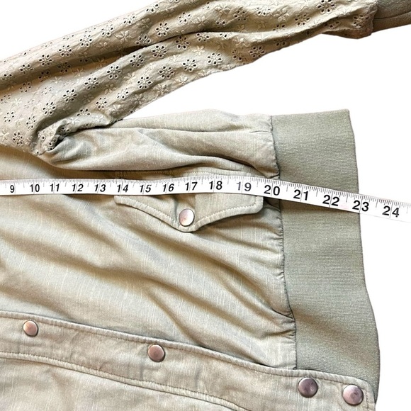 7 for All Mankind Embroidered Eyelet Sleeve Bomber Jacket - Picture 10 of 10